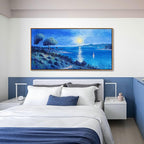 Large Painting Wall Art Blue watercolor Ocean Picture for Living Room Coastal Home Bedroom Decoration sailing boat Framed Artwork Decor 24×48IN