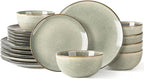 AmorArc Ceramic Dinnerware Sets for 6, 18 Pieces Handpainted Plates and Bowls Set, Scratch Resistant Stoneware Dishes Set, Dishwasher & Microwave Safe, Reactive Glaze