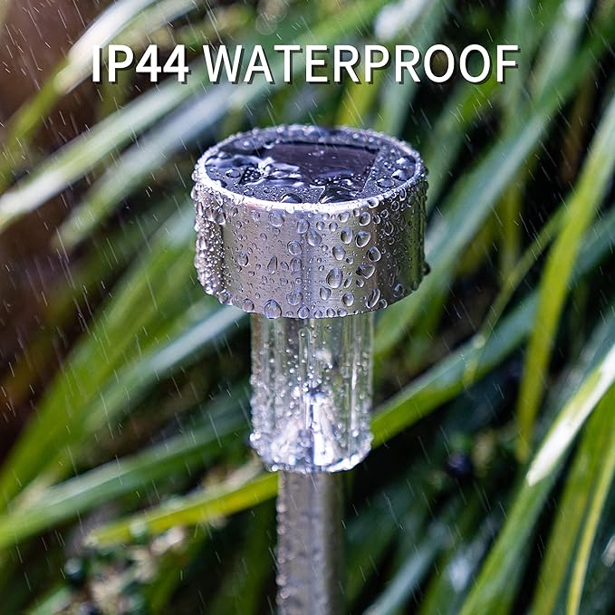 GIGALUMI Solar Pathway Lights, Stainless Steel IP44 Waterproof Auto On/Off Outdoor LED Solar Landscape Lights for Garden, Yard, Patio, Path and Walkway(12 Pack, Warm White)