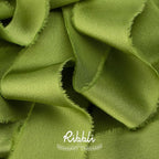 Ribbli Avocado Green Silk Satin Ribbon - 1.5 Inch x 12 Yard Handmade Frayed Chiffon Ribbon with Wooden Spool for Gift Wrapping, Wedding Invitations, Bridal Bouquets & Home Decor