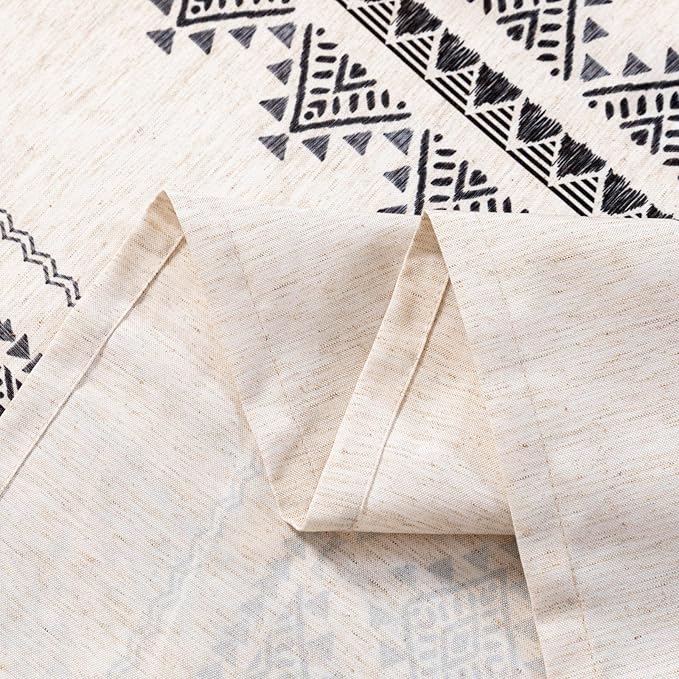 MYSKY HOME 60x84 Boho Rectangle Tablecloth Linen Farmhouse Tablecloth Waterproof Decorative Fabric Table Cloth for Kitchen Dining Bohemian Tablecloth for 4 Feet Table, Grey