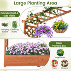 S AFSTAR 77-Inch Raised Garden Bed with Arch Trellis, Hanging Roof & Drainage Holes, Vertical Plant Container for Vine Climbing Plant Flower, Indoor Outdoor Wood Elevated Planter Box for Garden