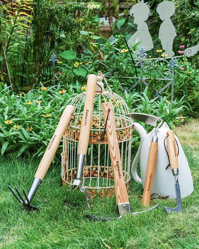 Hula Hoe Stirrup Hoe Mini for Weeding Action/Scuffle Loop Hoe Garden Tool 16Inch Hardwood Handle Push Pull Oscillating Hoe Gardening Weeder Cultivator Handheld for Cutting Weed Roots Loosening Soil