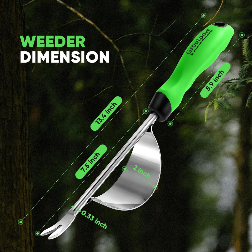 Grootpow HW1 Hand Weeder Tool, Weed Puller Tool with Ergonomic Handle for Garden - Durable Unique Lever Design Dandelion Weeder Tool with V-Shaped Forks for Easy Weed Removal - in Gift Box