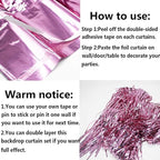 4 Pack Pink Foil Fringe Curtain Backdrop, 3.28Ft x 8.2Ft Metallic Tinsel Foil Fringe Streamer Curtains for Photo Booth Props, Birthday, Wedding, Valentine's Day Decoration Party Supplies