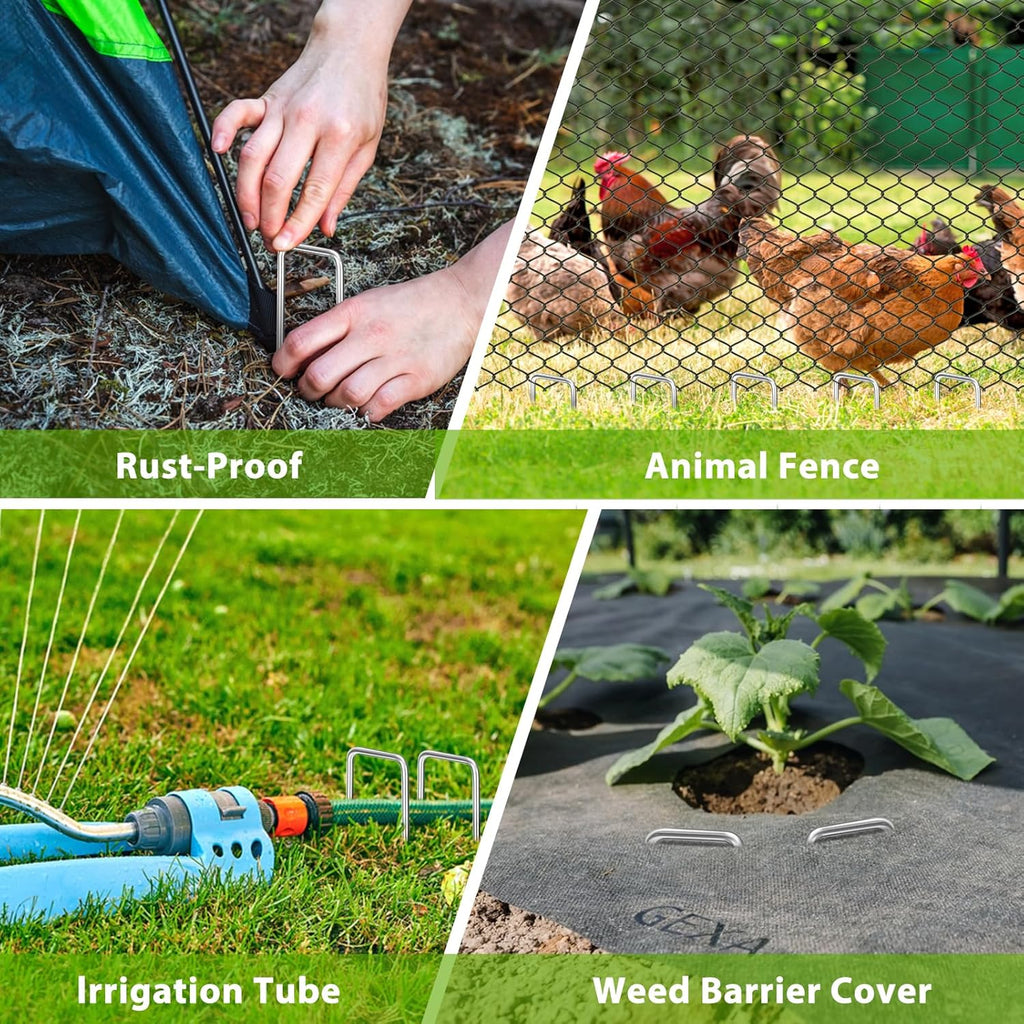 Landscape Staples 12 Inch, 200 Pack 8 Gauge Galvanized Garden Staples U-Shaped Landscape Stakes, Heavy Duty Ground Stakes for Outdoor Decorations, Weed Barrier Fabric, Irigation Tubing, Tent