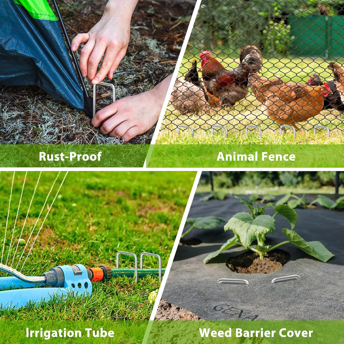 Landscape Staples 12 Inch, 12 Pack 8 Gauge Galvanized Garden Staples U-Shaped Landscape Stakes, Heavy Duty Ground Stakes for Outdoor Decorations, Weed Barrier Fabric, Irigation Tubing, Tent