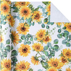 WRAPAHOLIC Kraft Sunflower Wrapping Paper Roll - Mini Roll - 17 Inch x 33 Feet - Perfect for Birthday, Baby Shower, Wedding, Party, Holiday