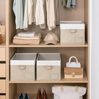 GRANNY SAYS Closet Storage Bins, Fabric Storage Baskets, Large, Khaki & Ivory, 3-Pack