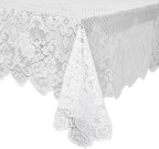 Juvale Lace Tablecloth - 60 x 97-Inch White Rectangular Table Cloth - Vintage Floral Scalloped Edge Elegant Dainty Tea Party Tablecloth & Wedding Reception Decor