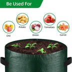 10 Gallon 8-Pack Grow Bags, Durable PE Fabric Pots with Flap and Handles, Green Planter Bags for Potato Vegetables Flowers Herbs Garden Outdoor, 17.7''x13.8'' Large for All Plants Growing
