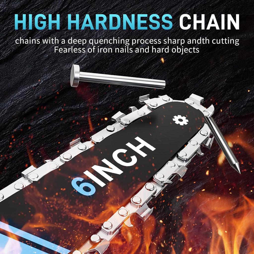 Cordless Mini Chainsaw 21V,6In Electric Chainsaw,Handheld & Portable Power Chain Saw for Tree Trimming Pruning Garden & Yard Work,2 Battery Chain Saw Gifts for Men Women Dad Blue