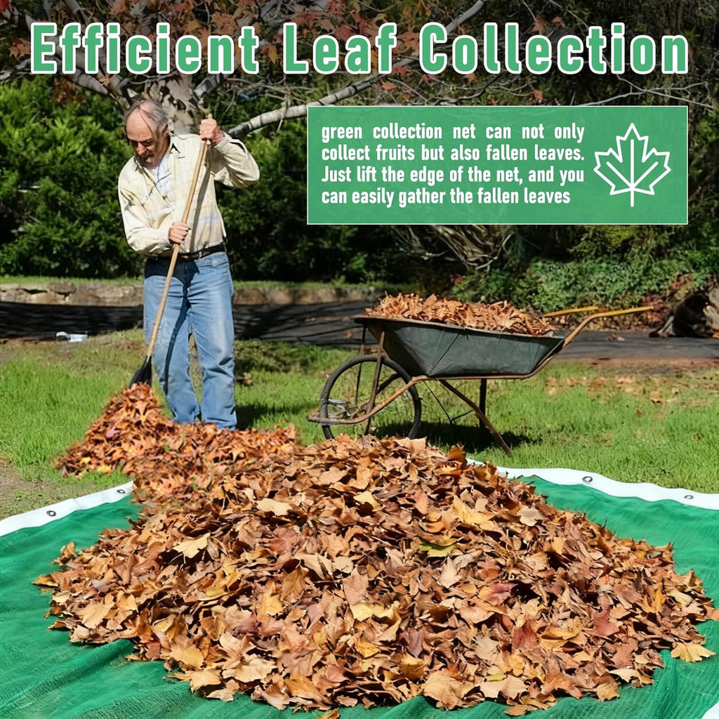Fruit Collector Harvesting Net - 13.1 x 13.1 ft Green Agricultural Harvest Netting for Walnut, Olive, Chestnut, Plum, and Hazelnut - Easy Picking & Reusable Collection Net (4x4m)