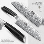 7 Inch Santoku Knife, Ultra Sharp Japanese High Carbon Powder Steel Kitchen Knife, Professional Chefs Knife with Ergonomic Handle