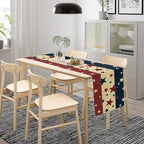 Memorial Day Table Runner, 4th of July American Patriotic Independence Day Stars Stripes Print Table Runne for Summer Holiday USA Home Decoration Party,13x70inch