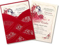 50pcs Laser Cut Quinceanera Invitations with Envelopes Red, 5x7.3 Personalized Invitation Cards for Wedding