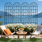 4 Pack Metal Garden Trellis 86.7" Tall Outdoor Climbing Plant Support for Roses, Flowers, Rustproof Durable Black Galvanized Tube, Lawn Garden Fence Decor Screen (4, Black curves-86.7" H)