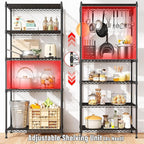 5 Tier Storage Shelves 1010LBS Wire Shelving Unit Adjustable Metal Shelving Pantry Shelves Sturdy Steel Commercial Shelf for Kitchen Pantry Closet Laundry School,13.6" D x 21.5" W x 59.4" H