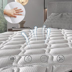 Queen Mattress, 12 Inch Hybrid Mattress in a Box with Individual Pocket Spring, Gel Memory Foam and Euro Top, Medium Firm Feel with Motion Isolation, Pressure Relief, Edge Support,Queen Size Black