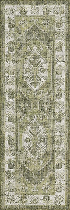 Unique Loom Outdoor Traditional Collection Area Rug - Valeria (2' x 6' 1" Runner, Green/ Light Green)