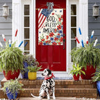 AVOIN colorlife 4th of July Patriotic Memorial Day House Flag 28x40 Inch Double Sided Outside, American Stars and Stripes God Bless America Floral Yard Outdoor Decoration