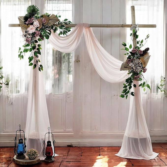 MDS Halloween Chiffon Draping Fabric - 2 Panel, 30" Wide x 30ft Long - Sheer Spooky Arbor & Canopy Drapery for Haunted House Backdrops, Party Ceilings, DIY Costumes & Themed Events - Nude