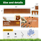 Cor Ten Steel Metal Landscape Edging 40 inch with Top Bending Protection Pre-Rusted Cor Ten Steel Garden Edging 8 Inch Depth 180 Degree Bend 6 Pack for Lawn Yard (8 inch-180 Degree Bend, Rusted)