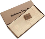 Solino Home Linen Beige Table Runner 120 Inches Long - 100% Pure Linen 14 x 120 Inch Table Runner for Fall, Autumn, Thanksgiving, Christmas - Classic Hemstitch