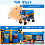 Old Bahama Bay 400L Collapsible Double Decker Beach Wagon with Brakes, Folding Beach Cart with 54" Extra Long Decker, 450LBS Heavy Duty Wagon Chart with All-Terrain Big Wheels for Sand Camping Garden