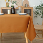 Biscaynebay Fall Tablecloth Textured Fabric Square Tablecloths 60x60 Inch, Bronze Thanksgiving Autumn Harvest Water Resistant Fabric Tablecloths for Kitchen, Dining, Wedding, Parties Machine Washable