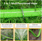 LAVEVE Heavy Duty Sprinkler Soaker Hose 100 FT, Flat Garden Hose with Holes, Efficient Flexible Irrigation Hose for Yard, Lawn and Garden, Includes Stakes (25FT x 4Pack)