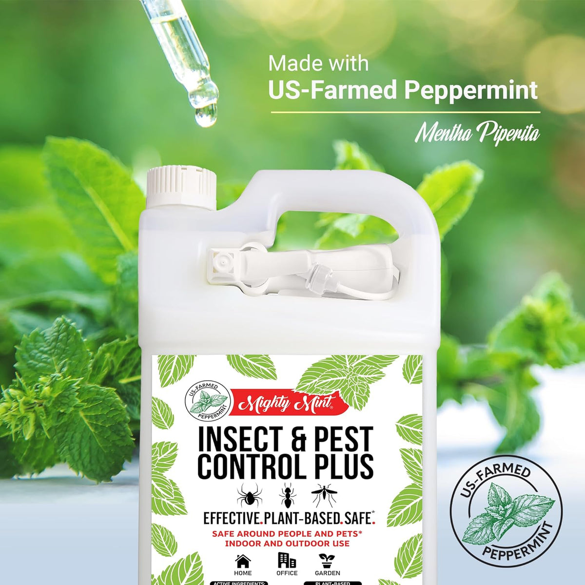 Mighty Mint Insect and Pest Control Plus – Natural Mint Oil Insect Killer Spray, 1 Gallon