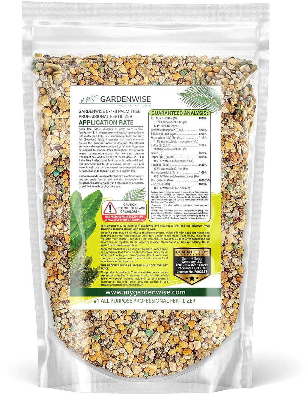 8-4-8 Professional Palm Tree Fertilizer Plant Food; for Indoor Potted Plants and Outdoor Landscape Palm Trees; Quick-Release Nitrogen Fertilizer and Continuous Feeding (2 QUARTS)
