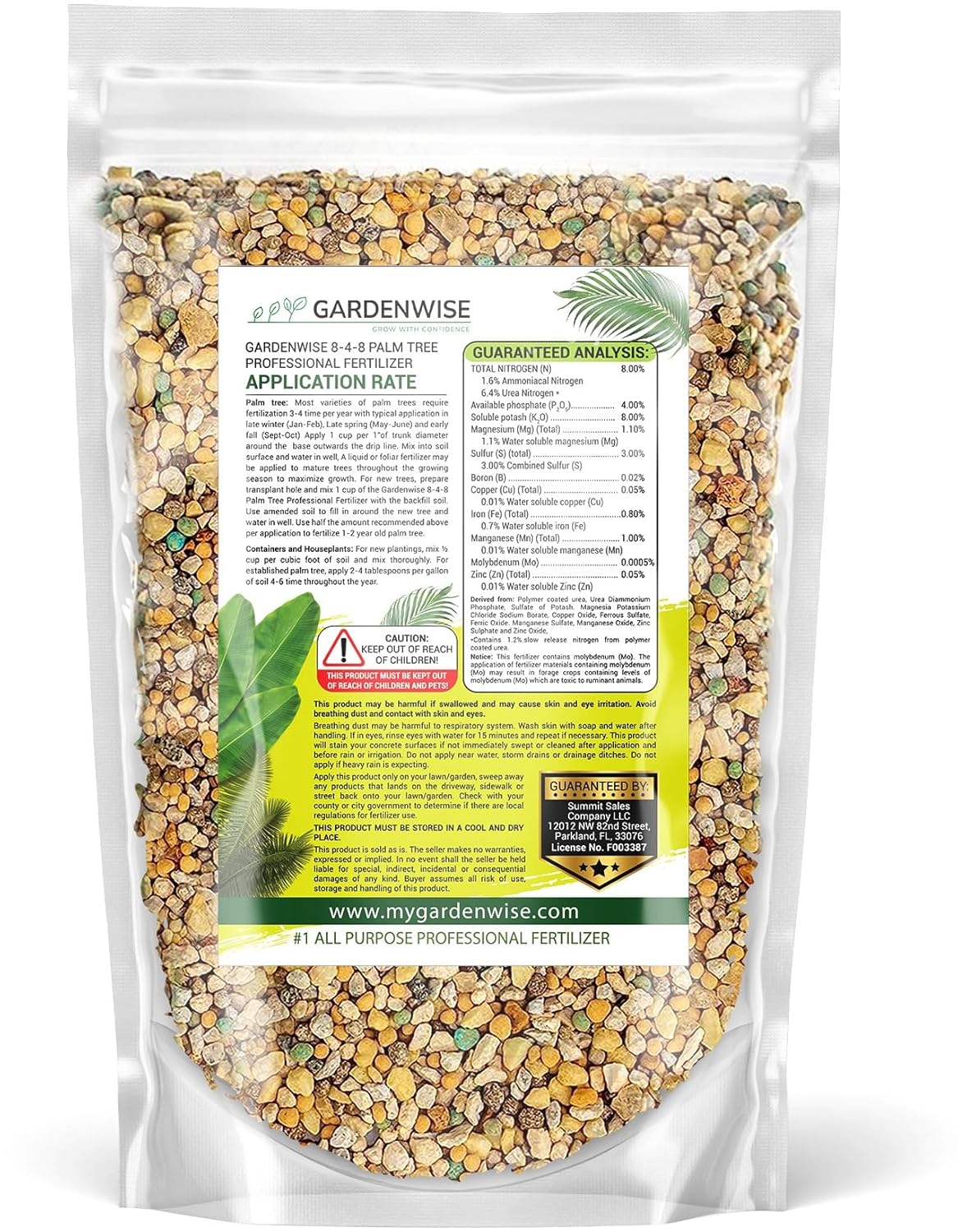 8-4-8 Professional Palm Tree Fertilizer Plant Food; for Indoor Potted Plants and Outdoor Landscape Palm Trees; Quick-Release Nitrogen Fertilizer and Continuous Feeding (5 QUARTS)