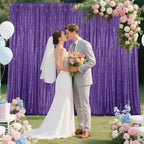 Purple Sequin Backdrop Curtain 2 Pieces 2FTx8FT Glitter Photography Backdrop for Party Wedding Birthday Christmas Decorations