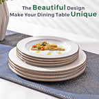 GBHOME Ceramic Dinnerware Sets,18 pcs Embossed Elegant Stoneware Plates and Bowls Sets, Housewarming Wedding Gift | Dishwasher & Microwave Safe | Dishes Set Service for 6