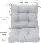QILLOWAY Outdoor Chair Cushion for Patio Furniture, Waterproof Patio Cushions Set of 2 with Ties, Fade Resistant Replacement Pads for Outdoor Rocking Chairs,Silver,Grey