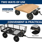 BILT HARD 10" Flat Free Tires Heavy Duty Garden Cart with 180° Rotating Handle and Removable Sides, 4 Cu.Ft 880 lbs Capacity Utility Steel Wagons for Outdoor, Yard