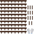 Worth Garden 33ft. Galvanized Steel Landscape Edging - 10-Pack 40" Metal Edging for Landscaping with 11 Stakes, Bronze Powder Coating Hammer-in Lawn Edging for Yard Pathway Divider