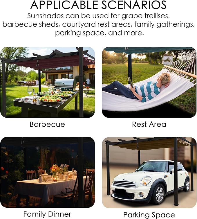 Kozyard Morgan Outdoor Retractable Pergola with Sun Shade Canopy Patio Aluminum Pergola Shelter for Backyard Deck Garden Modern Metal Grill Gazebo (10' x 10', Blue)