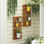 Furinno TIOMAN Outdoor Vertical Wall Planter, Set of 4 Wooden Hanging Planters, for Indoor, Outdoor Plants, Balcony, Patio, Natural