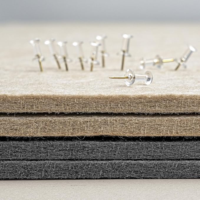 Large Bulletin Board - 48 x 36 Inches, Decorative Felt Pin Board for Wall - 4' x 3' Foldable Photo Display Board with Self-Adhesive Tape, Includes 20 Push Pins - Dark Gray