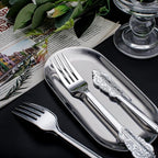WDF 100 Piece Silver Forks Disposable - 7.48 Inch Silver Plastic Forks - Baroque Silverware for Dessert Cake - Heavy Duty Plastic Fork for Christmas Party, Wedding or Daily Using