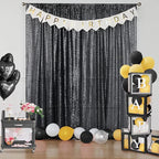 Sugargirl Halloween Black Sequin Backdrop Curtain 2 Panels 2FTx8FT Glitter Black Background Drapes Sparkle Photography Backdrop for Party Wedding Birthday Wall Decoration