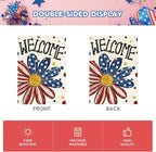 AVOIN colorlife 4th of July Patriotic House Flag 28x40 Inch Double Sided Outside, Memorial Day Welcome Floral Daisy Yard Outdoor Decoration