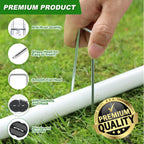 200pcs Garden Stakes Staples, 6 Inch 11 Gauge Landscape Staples + 200pcs Buffer Washer + 1 Pick Hook, U-Shaped Galvanized Landscape Pins, Tent Stakes for Weed Barrier Fabric Heavy Duty