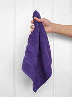 American Soft Linen Luxury Washcloths for Bathroom, 600 GSM 100% Cotton 4 Piece Turkish Wash Cloth Set, 13x13 in Soft Rags for Body and Face, Purple Washcloths