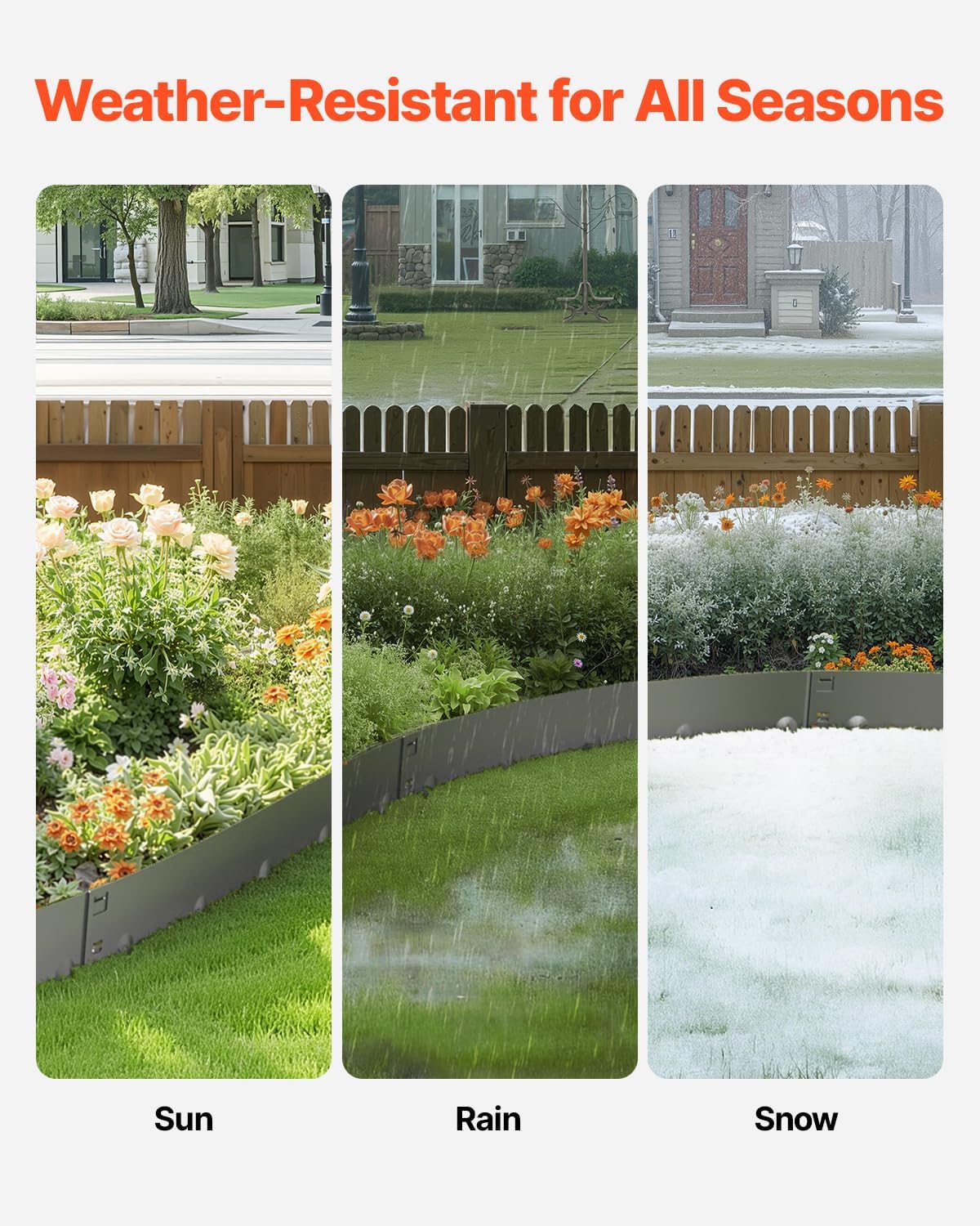 VEVOR Steel Landscape Edging, 5 Packs 39 x 5 in Rust-Resistant Metal Landscape Edging, Bendable Garden Edging Border, Heavy Duty Lawn Edging, Easy-to-Install, Flower Bed Yard Pathway Divider Dark Gray