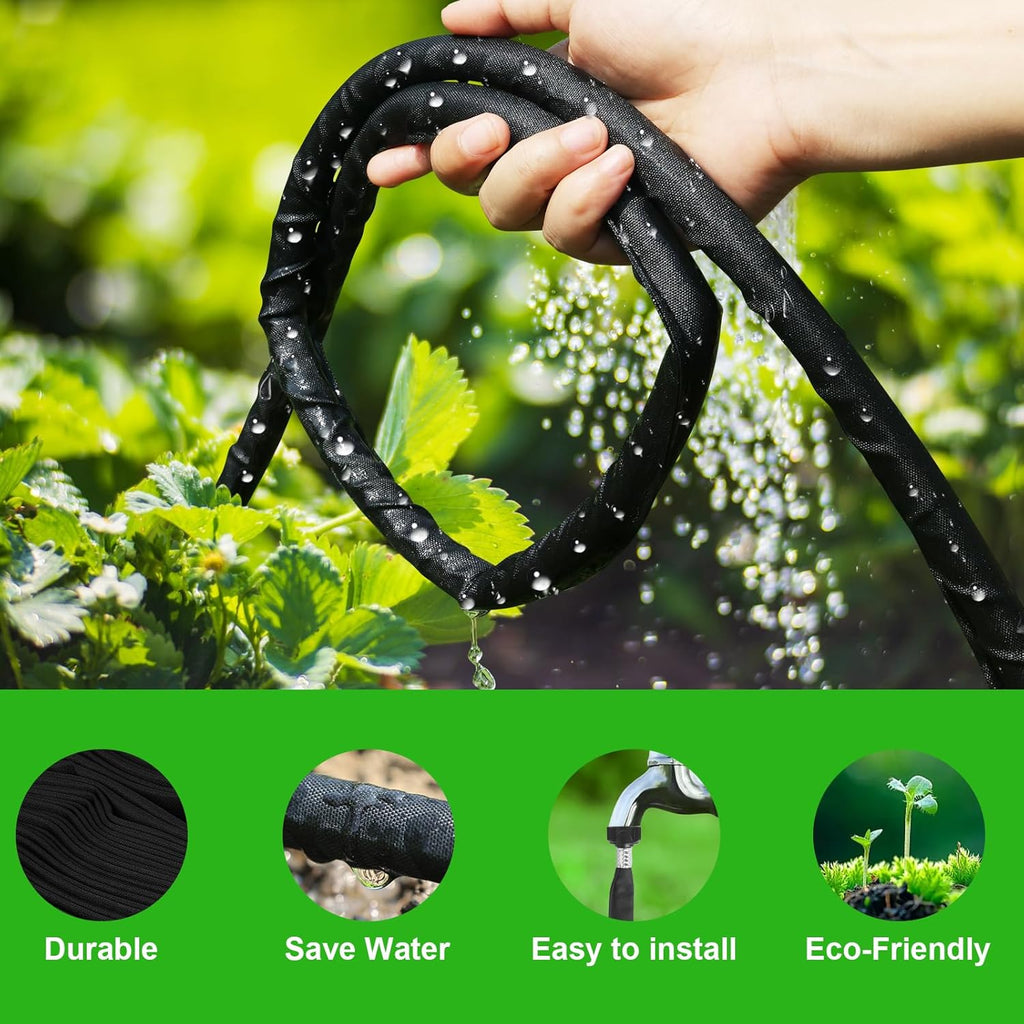 Flat Soaker Hose 15FT for Efficient Watering Tree - Durable Double Layer Design for Gardens, Lawns, and Vegetable Fields (15FT)