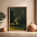 Poster Master Vintage Nocturne in Black and Gold Painting Poster - Retro The Falling Rocket Print - Abstract Art - Moody Art - Landscape Art - Office or Living Room Decor, 16x20 Beige Framed